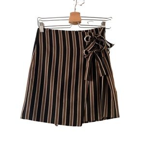 Black and Brown Striped Mini Skirt